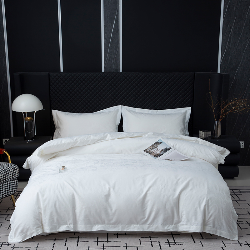 Set Seprai Kamar Tidur Linen Hotel Putih Saten Katun 100% Jacquard Baru