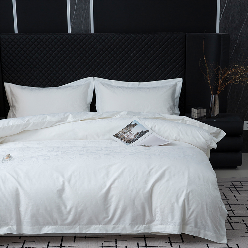 Set Seprai Kamar Tidur Linen Hotel Putih Saten Katun 100% Jacquard Baru Set Seprai Kamar Tidur Linen Hotel Putih Saten Katun 100% Jacquard Baru