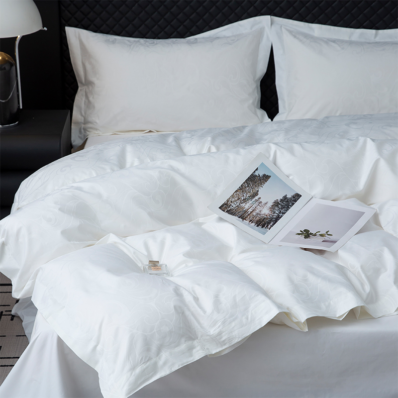 Set Seprai Kamar Tidur Linen Hotel Putih Saten Katun 100% Jacquard Baru Set Seprai Kamar Tidur Linen Hotel Putih Saten Katun 100% Jacquard Baru