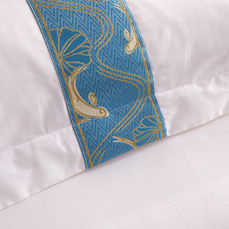 Dekorasi Pita Jacquard Set Tempat Tidur Hotel Katun 60S yang Disesuaikan Dekorasi Pita Jacquard Set Tempat Tidur Hotel Katun 60S yang Disesuaikan